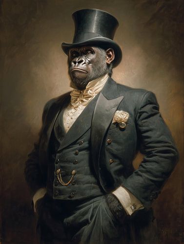 Gentleman Gorilla - Elegant primate in a classic dinner jacket with