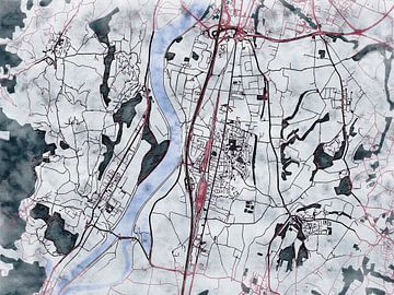 Kaart van Valence in de stijl 'White Winter' van Maporia