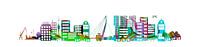 Skyline Rotterdam gestileerd in kleur van Anouschka Hendriks thumbnail