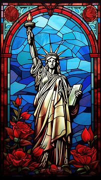 Statue of Liberty (glas in lood) van Harry Herman