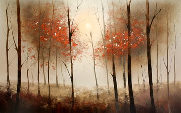 Modern Abstract Painting Autumn Forest by Preet Lambon