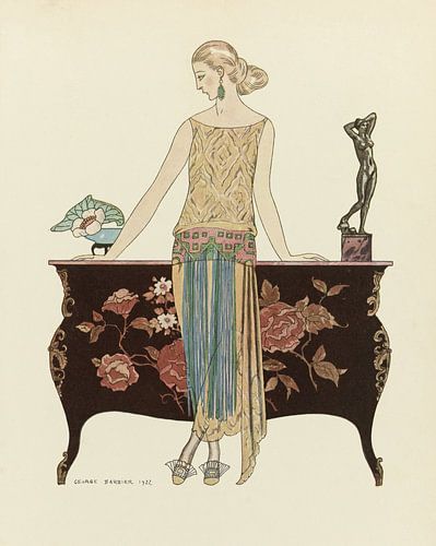 George Barbier - Rosalinde. ; Robe du soir, de Worth (1922)
