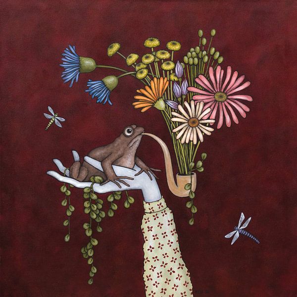 Grenouille fumant des fleurs (No.2021-11) par Kris Stuurop