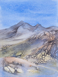 Serene mountain landscape under a clear sky