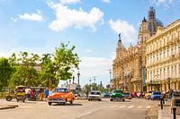 Oldtimers driving through down town Havana - Cuba
