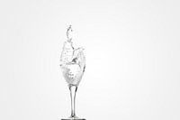 Transparent water Splash in wine glass (oblong)