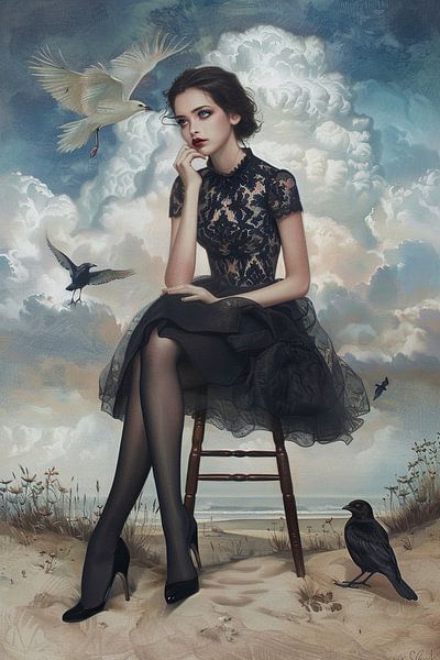 Lady Strand | Thoughtful Solitude by Abstract Painting