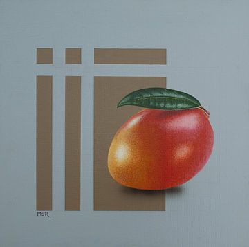 Mango auf geometrischem Hintergrund von Dietrich Moravec