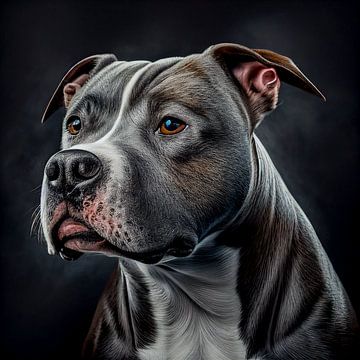 Portrait d'un pitbull terrier Illustration sur Animaflora PicsStock