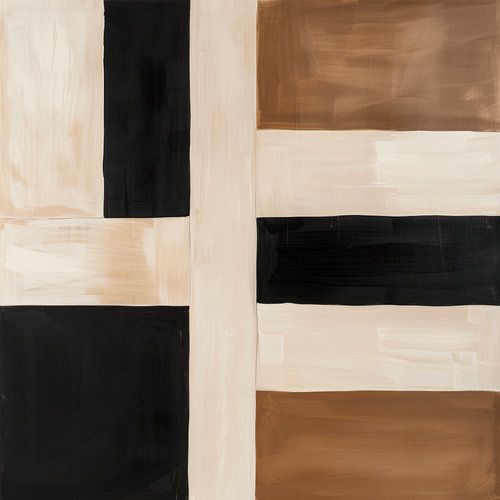 Formes et lignes abstraites dans les tons de terre et le noir