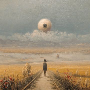 Stille zwerver in dode stad