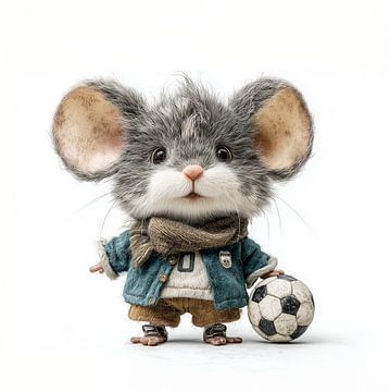 niedliche Maus als Fußballspieler verkleidet Kinderzimmerdekoration