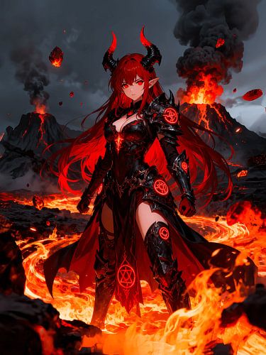 ANIME Volcanic Demon Knight - Hellbound Princess Infernal Lava Throne Realm