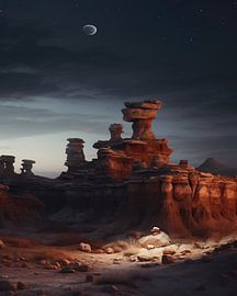 Paysage désertique de nuit