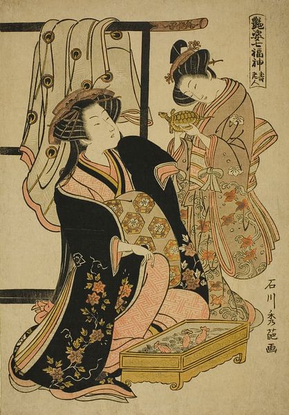 Ishikawa Toyonobu - Jurojin, from the series _The Seven Gods of Good... von Peter Balan