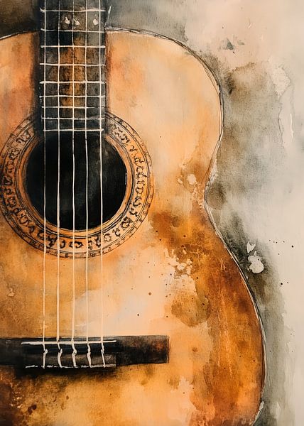 Orange Gitarre Musik Kunst #Gitarre von JBJart Justyna Jaszke