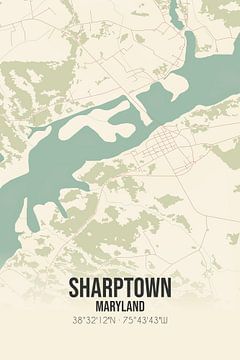 Vintage landkaart van Sharptown (Maryland), USA. van MijnStadsPoster