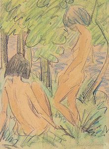 Zwei Mädchen im Wald, Otto Mueller - ca1924
