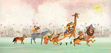 Animal parade with moon and stars by Studio POPPY