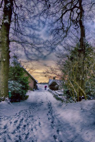 Abendstimmung in verschneiter Landschaft
