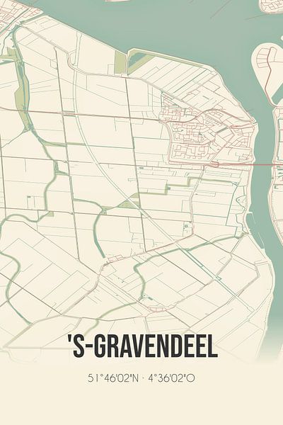 Vintage map of 's-Gravendeel (South Holland) by Prints of Place