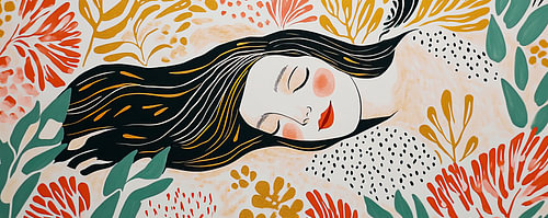 Zen Schilderij van Slaapgende Vrouw