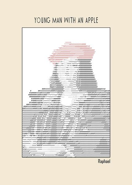 Jeune homme avec une pomme - ascii art par DOA Project
