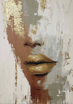 Goldene Lippen: Abstraktes Antlitz von Niklas Maximilian