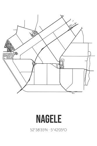 Nagele (Flevoland) | Landkaart | Zwart-wit
