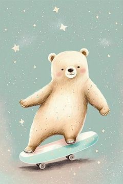 Bear on a skateboard nursery by Your unique art