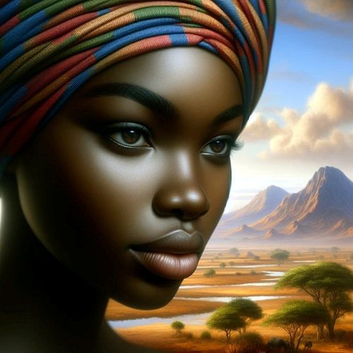 Afrikaanse vrouw in landschap 9