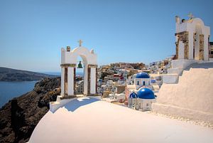 Santorini blauwe koepels van Oia