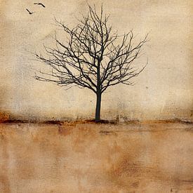 Arbre d'hiver avec des oiseaux sur Esther Wijntje