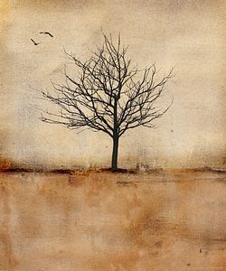 Winterbaum mit Vögeln von Esther Wijntje