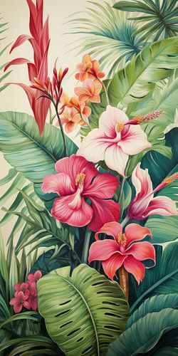 Imagined tropical flowers in paradise