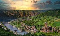 Cochem aan de Moezel bij zonsondergang
