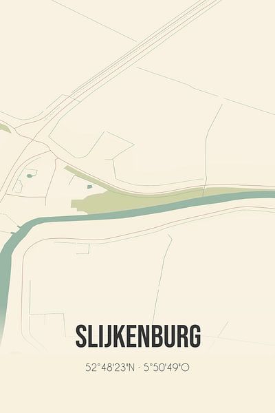 Alte Karte von Slijkenburg (Fryslan) von Ortsdrucke