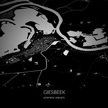 Zwart-witte landkaart van Giesbeek, Gelderland. van Rezona