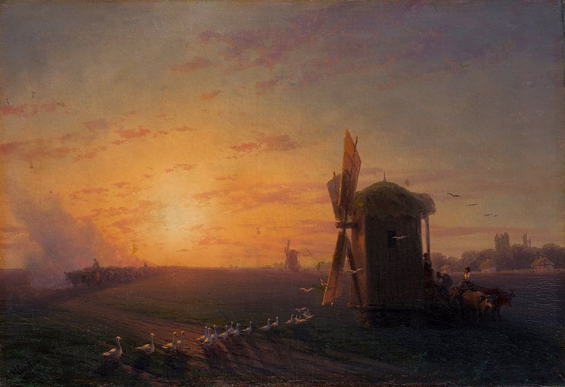 Steppe bij zonsondergang, Ivan Ajvazovski... van Meesterlijcke Meesters