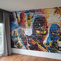 Klantfoto: LEGO ninjago muur graffiti 2 van Bert Hooijer, als behang