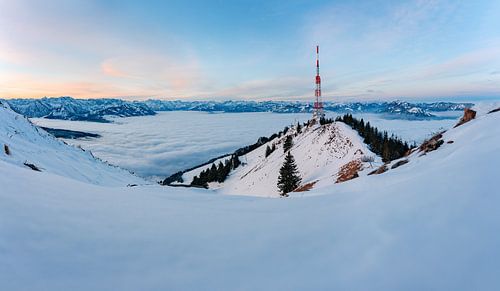 winters uitzicht vanaf het jagersmonument