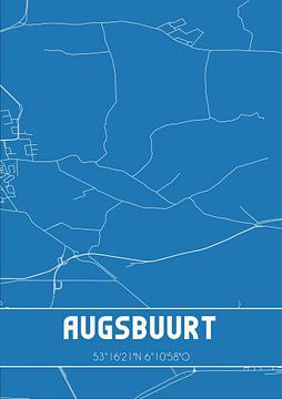 Blauwdruk | Landkaart | Augsbuurt (Fryslan) van MijnStadsPoster