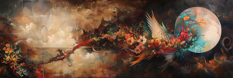 Digitale abstracte art met verschillende kunstvormen als panorama schilderij van Digitale Schilderijen
