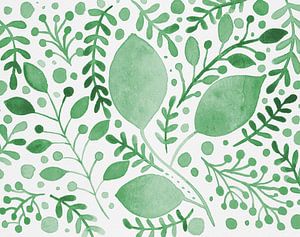 Aquarelle branches vertes