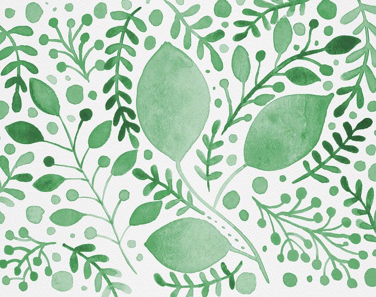 Aquarelle branches vertes par Angela Minca