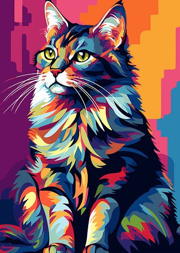 Katze Tier WPAP Pop Art Farbe Stil