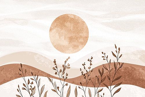 Abstract landschap met zon