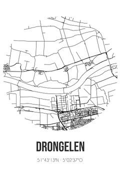 Drongelen (Noord-Brabant) | Landkaart | Zwart-wit van MijnStadsPoster
