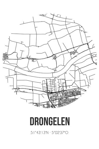 Drongelen (Noord-Brabant) | Map | Black and white by Prints of Place