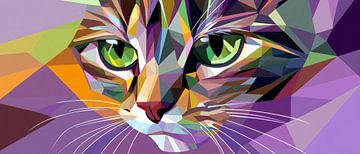 Kleurrijke momenten - Kattenportret Geometrische elegantie van Poster Art Shop